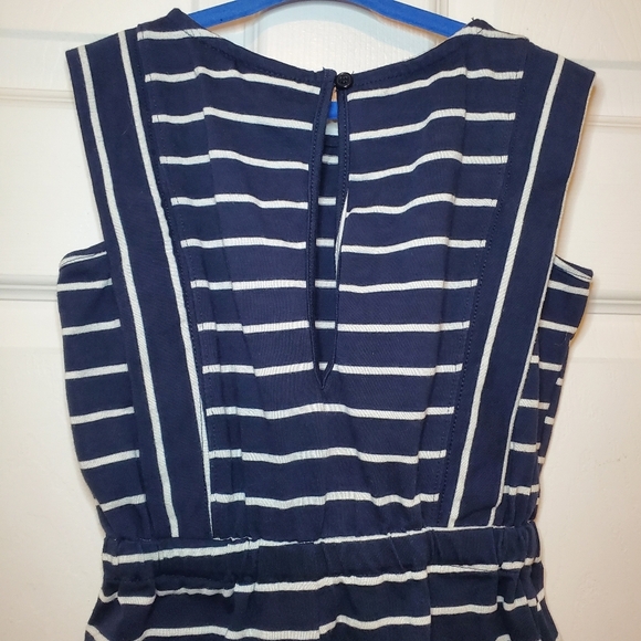 Zara Kids Girl Short Striped Jumpsuit Navy White Size 9 Runs LikeSmall Size 6-7 - Picture 5 of 7